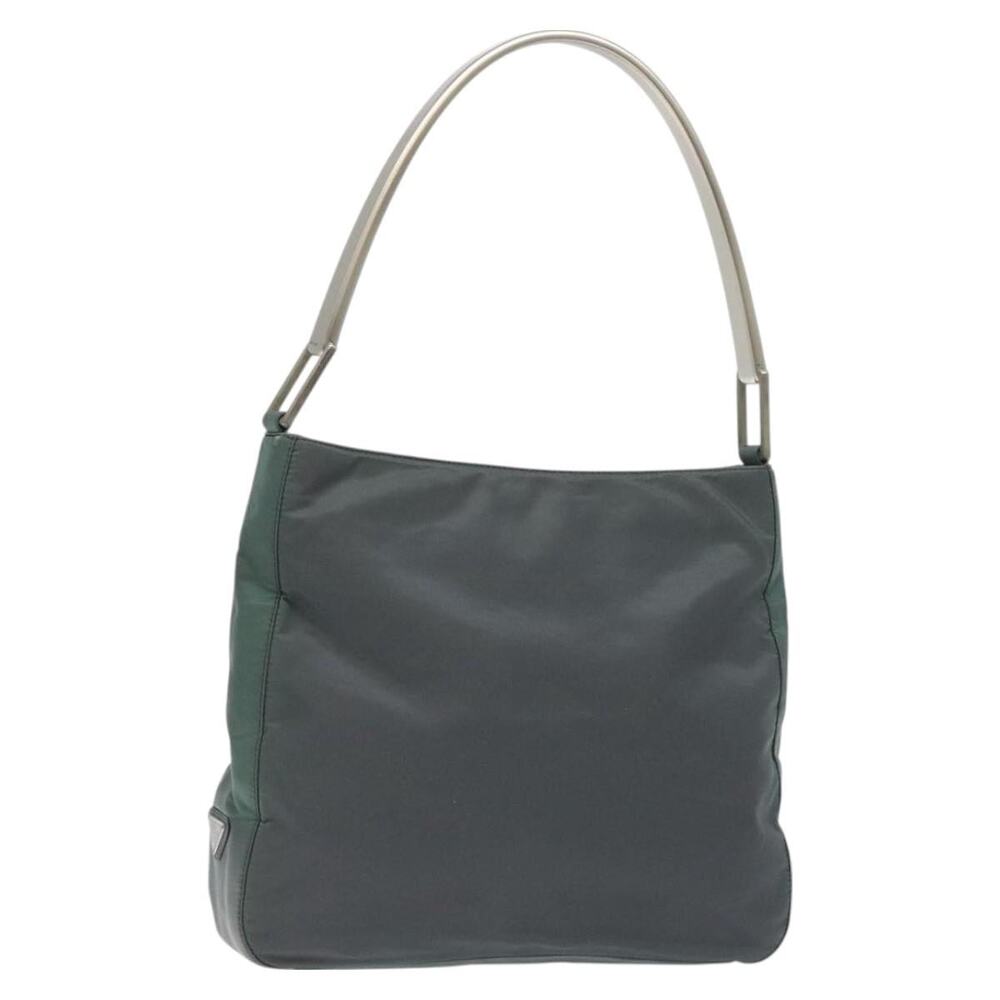 PRADA Shoulder Bag Nylon Green Silver